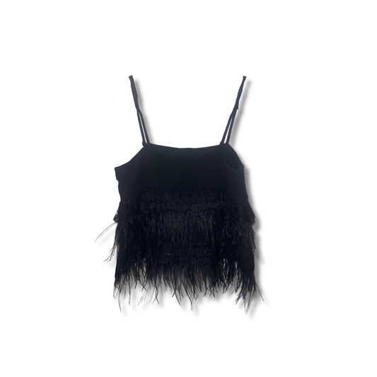 Black Feather-Spaghetti Strap Top – Size XS