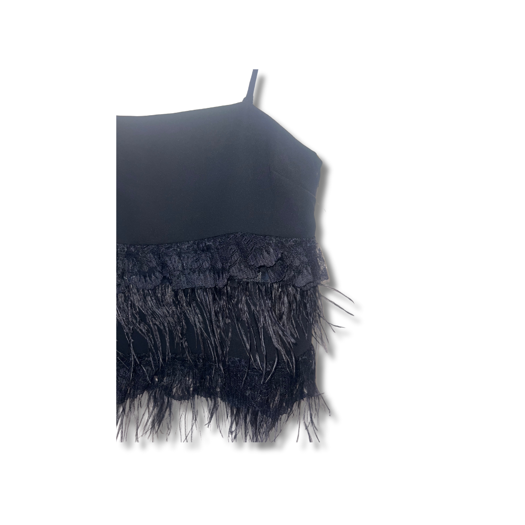 Black Feather-Spaghetti Strap Top – Size XS