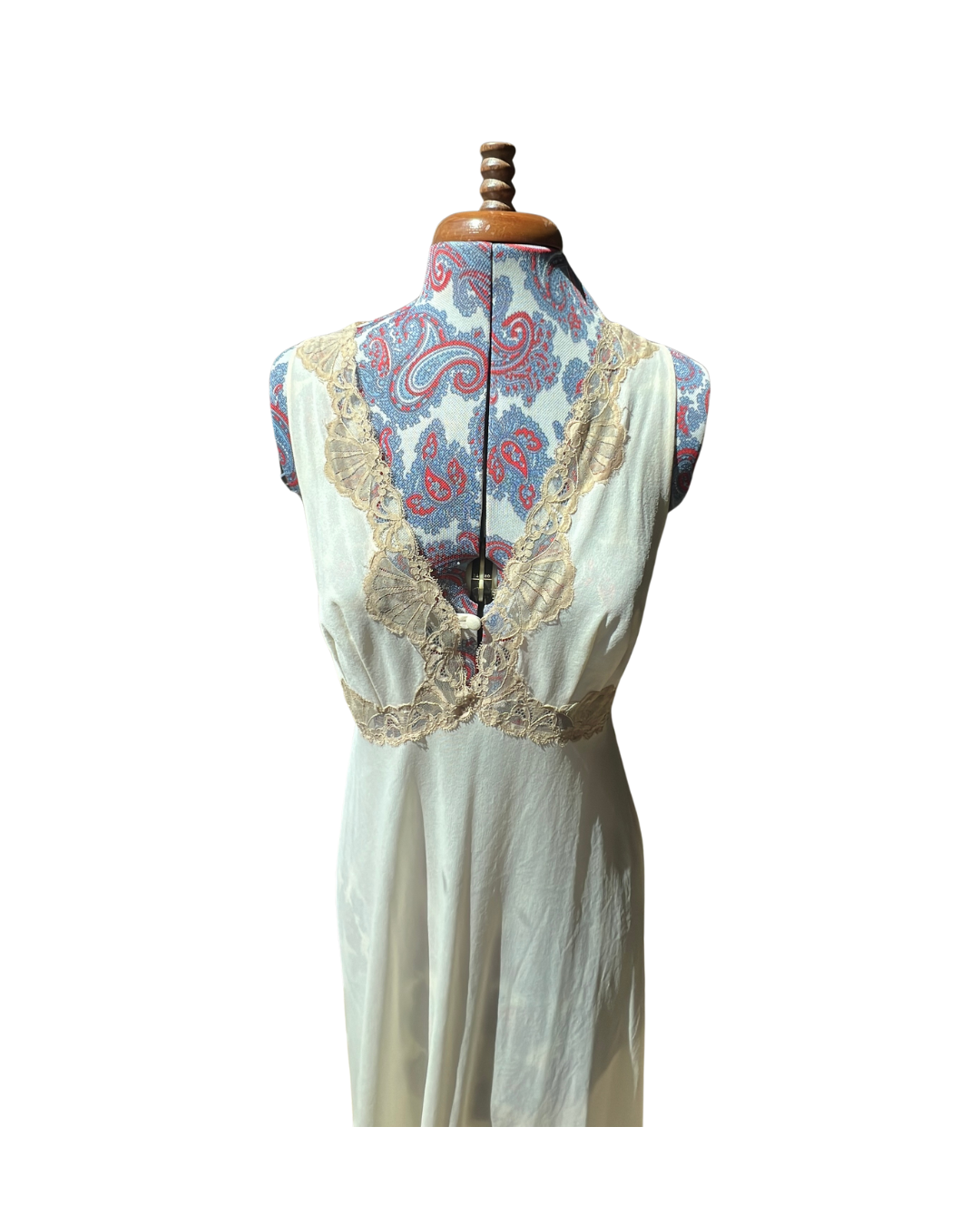 Vintage Cream Lace Slip & Robe Set