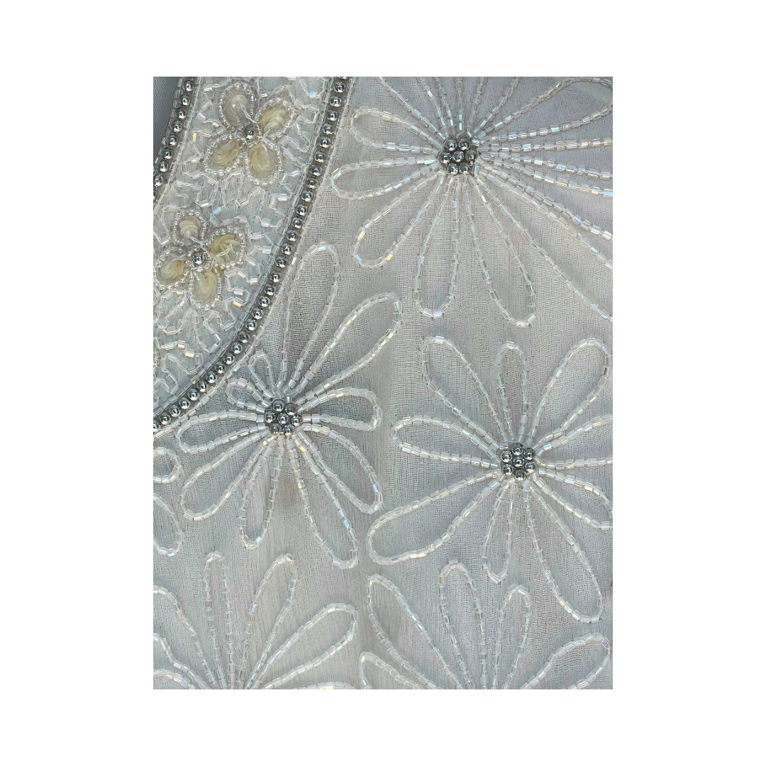 White Beaded Silk Jacket