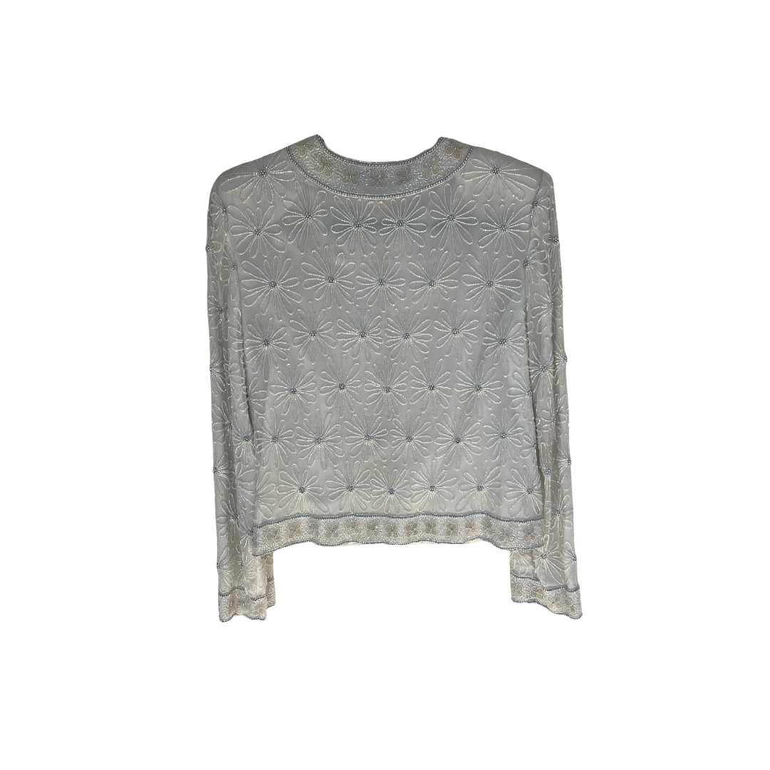 White Beaded Silk Jacket